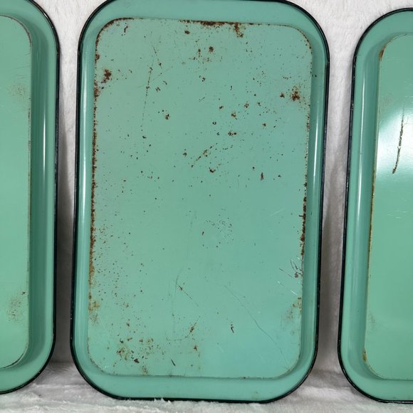 Vintage Set (5) Metal Toleware Snack Tip Tray Hand Painted Floral Flowers 1950's - Picture 6 of 9